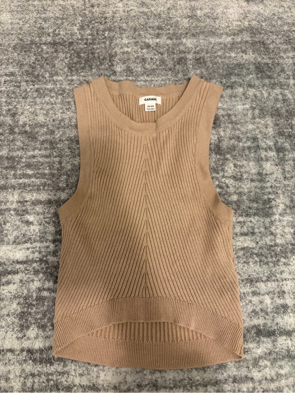 Garage Sleeveless Ribbed Knit Tank - Tan